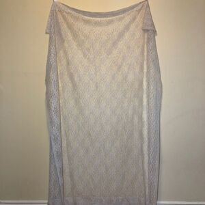 Vintage Lace Curtain Panel Off White Flowers